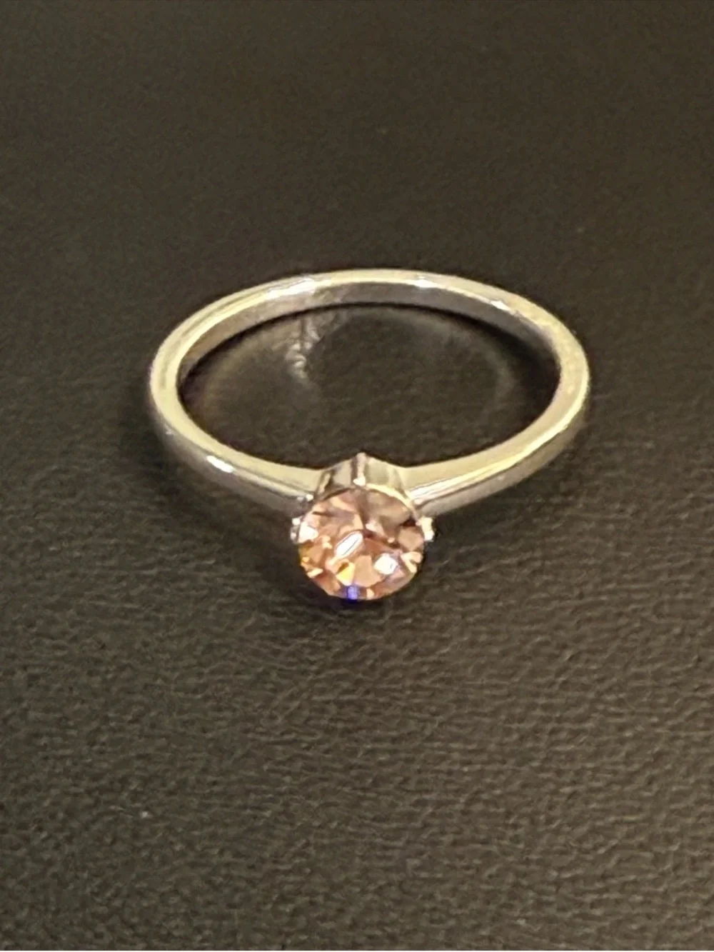 Pink Crystal Solitaire Ring